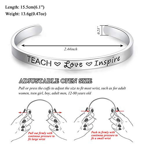 CERSLIMO Teacher Thank You Gifts for Women - Bracelet Cuff Bangle for Christmas, Graduation, Appreciation, Back to School, End of Year, Retirement - From Students - Image 4