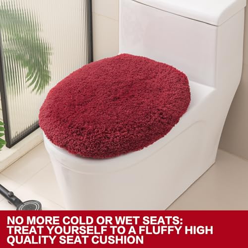 Image of Microfiber Toilet Lid Cover, 17.5 inchx15 inch Fits Round Oblong and Elongated