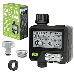 Kazeila Watertimer Watering Timer 6 Afzonderlijke irrigatieprogramma’s met Regensensor Waterdicht Kinderslot Handmatige…