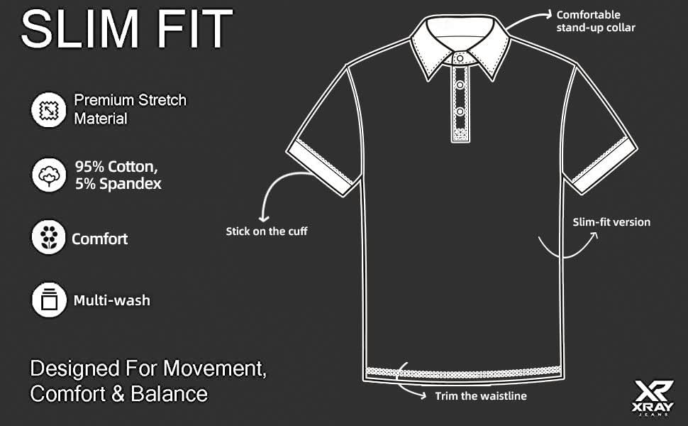 X RAY Men's Polo Shirts Short Sleeve, Slim Performance Stretch Cotton Golf Polos for Men - Image 7