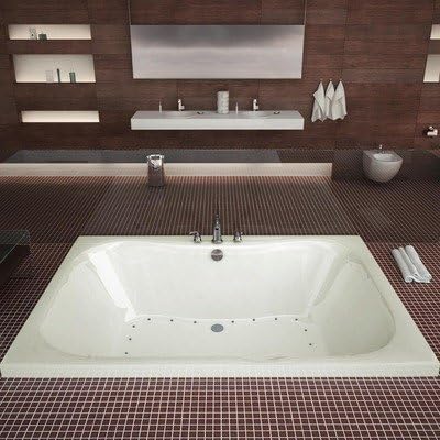 Dominica 40 x 60 x 23" Rectangular Air Jetted Bathtub Color/Trim/Tile Flange/Front Skirt/Drain/Pump: Bone / Brushed Nickel / No / Yes / Right