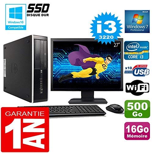 PC Compaq 8300 SFF Core I3-3220 disco WiFi W7 schermo 27 16 GB ricondizionato 500 GB