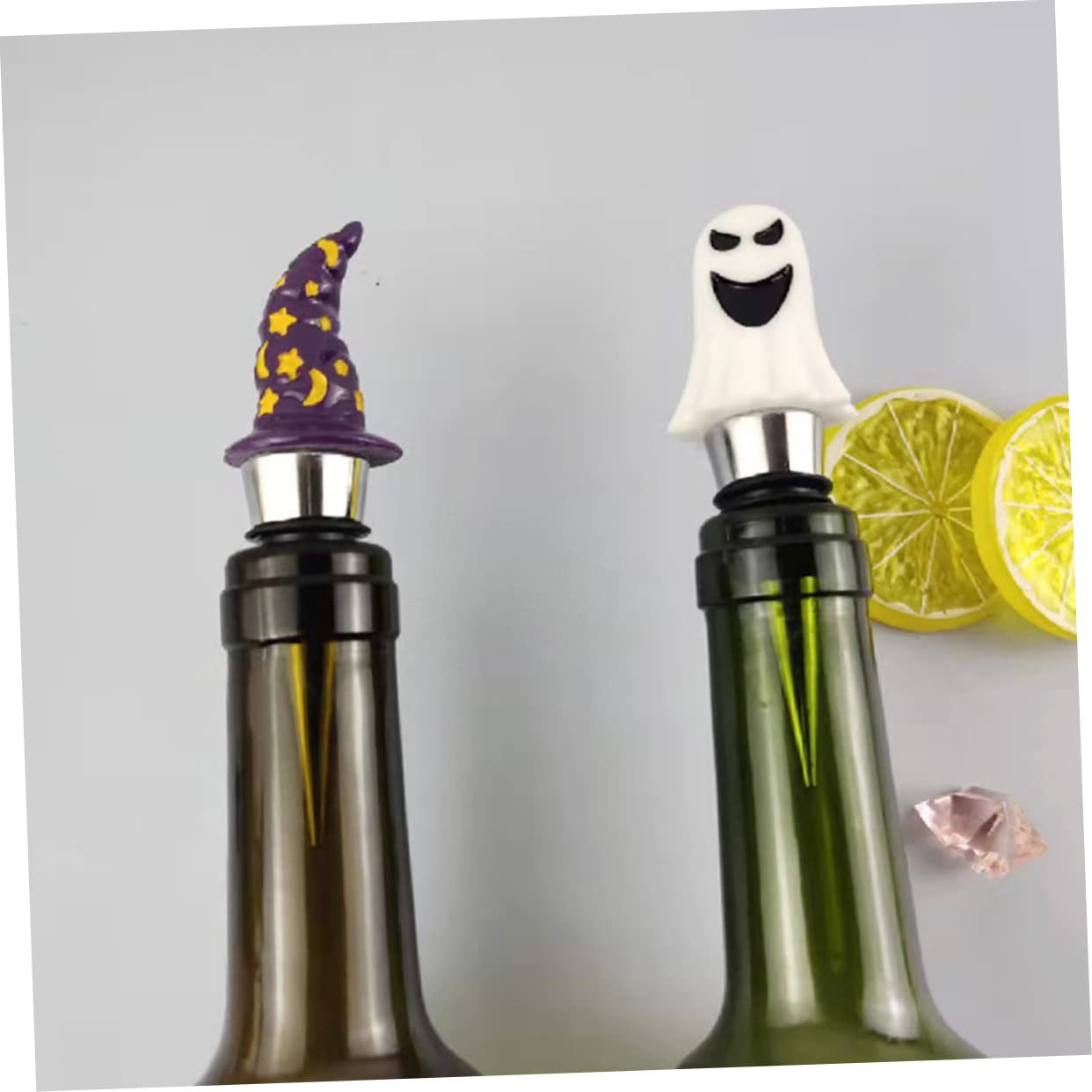 TOYANDONA 6 mini cappelli da strega in feltro, bottiglia di vino