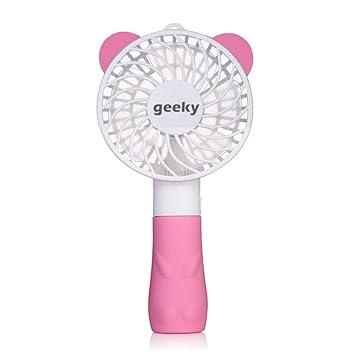 Geeky Portable Cute Bear Styled Rechargeable 2 Watts Handheld Fan (Pink)