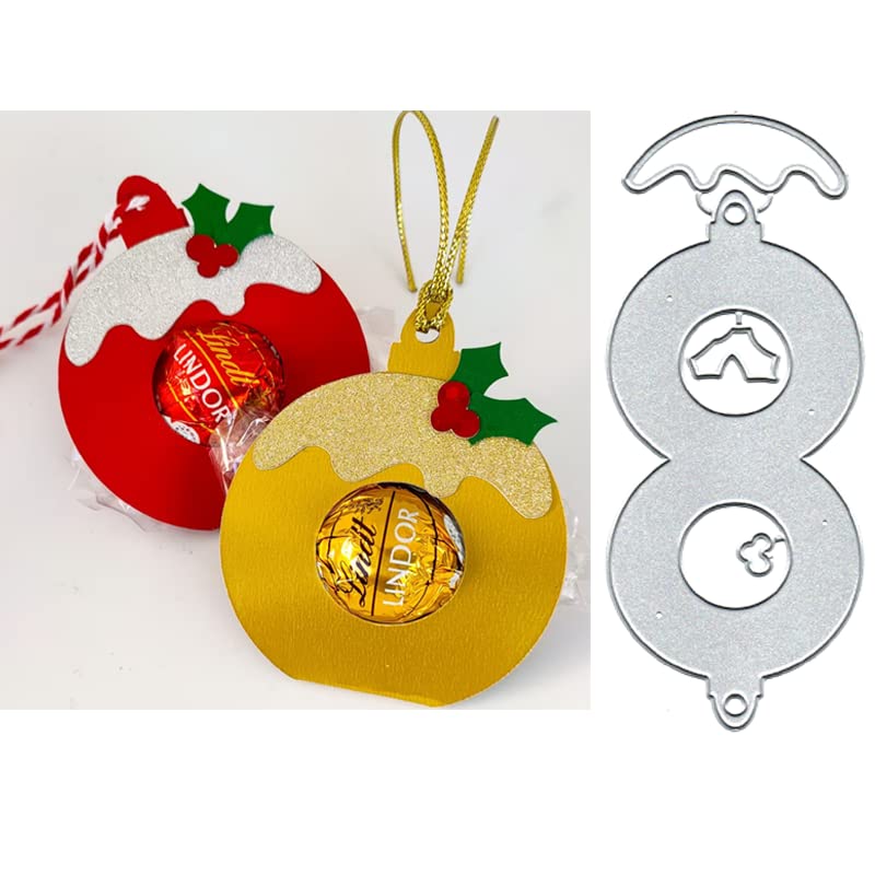 Weihnachtspuddingkugel-Metallstanzformen, Weihnachtspuddingkugel-Papierkarten-Stanzformen Schnittschablonen für DIY-Prägung Kartenherstellung Buchanhänger dekorative Papierformen Scrapbooking