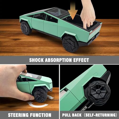 Image of Mashes Tesla Cyber Truck Model Car Exclusive Alloy Metal Pull Back Die-cast Car Diecast Metal Toy car with Openable Doors & Light Music Best Gifts Toys Kids【Colors as Per Stock】(Tesla CyberTruck 1:32)