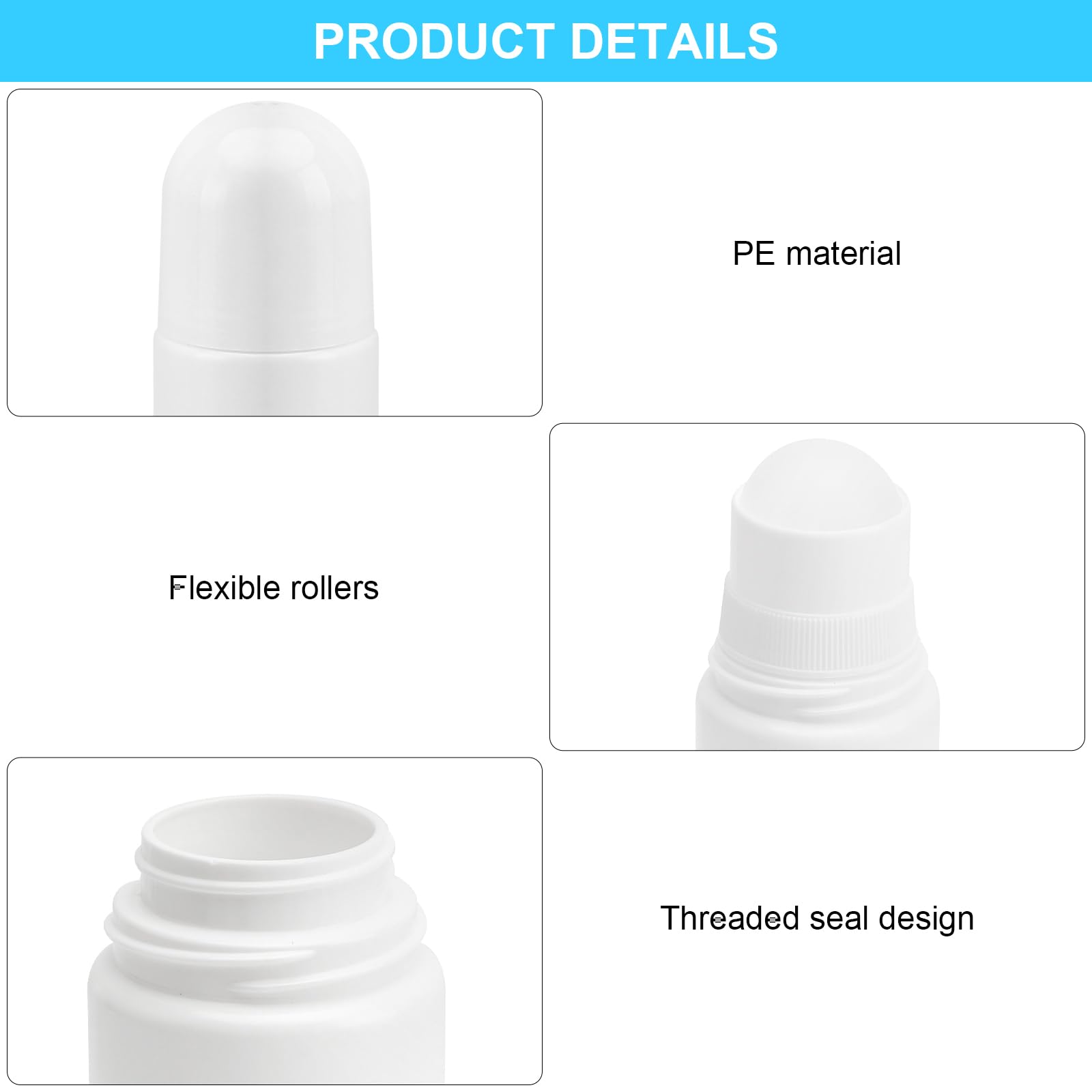 APOMOONS 8 Unidades Roll On Rellenable, 50 ml Plástico Frasco Roll-On Vacío, Roll-On para Crema Solar Fragancias Aceites Perfumes Botes Viaje Productos Para el Cuidado de la Piel, Blanco
