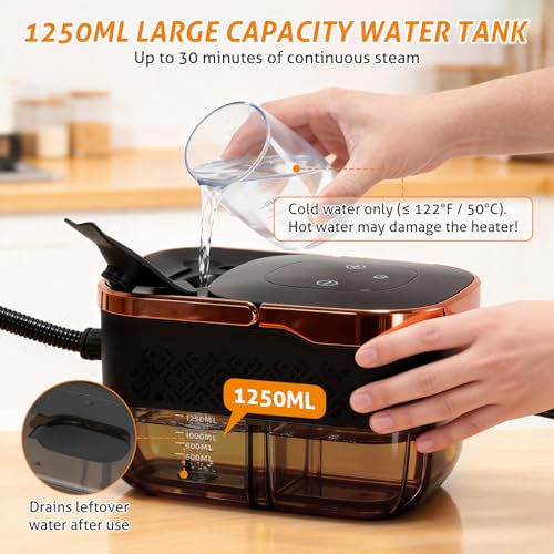Image of WICHEMI High Pressure Steam Cleaner Handheld Steam Cleaner Steamer for Cleaning Electric Steam Cleaning Machine for Home Kitchen Auto Car Detailing (Black+Rose Gold)