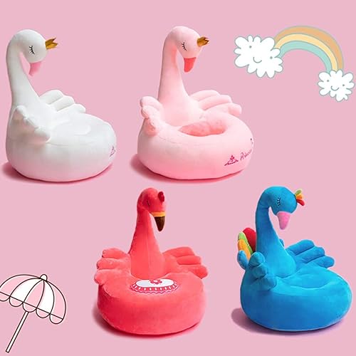 Miniatura 3 de Armchairs NUBAO Sofá de animales suaves, silla de suelo, diseño de flamenco para niños de 1 a 5 años, puf de 23.6 x 17.7 in (color rosado)