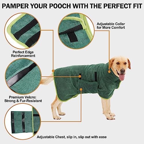 HezzLuv Super Absorbent Dog Bathrobe, Microfiber Dog Drying Coat, Pet Towel Robe for Small Medium & Large Dogs - Image 4