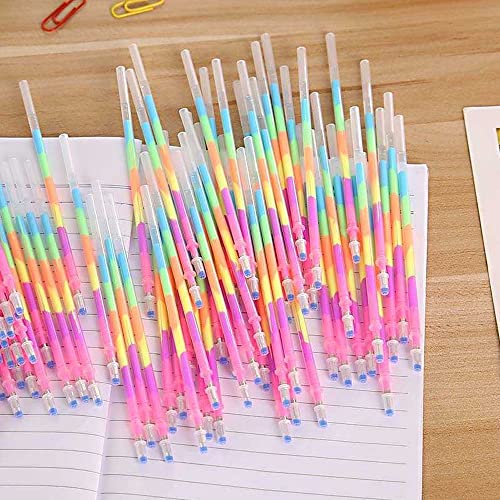 Qianshan 48 Pcs Rainbow Gradient Color Gel Pen Refills–Each Refill Contains Six Gradient Colors,Perfect For Adult Coloring Books Craft Markers Scrapbooking Painting Writing Art Drawing #TOP7
