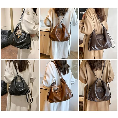 Retro Pu Leather Tote Crossbody Bag, Classic Vintage Simple Shoulder Handbag, Large Capacity Versatile Shoulder Double Bag2
