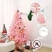 6Ft Pink Artificial Christmas Tree with Lights Hinged Branches Douglas Fir Christmas Tree with Metal Stand for Holiday Festival Parties Home Office Decoration, 8 Modes Warm White 200 LED Lights