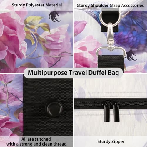 Travel Duffle Bag Flower Animal Bird Purple Sports Gym Bag for Women Men Gym Bag Weekender Overnight Bags Waterproof Carry On Tote Bag Workout Bag Dance Swimming Yoga Hospital Maternity Bag3