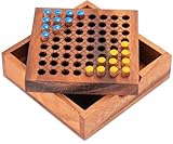 LOGOPLAY Halma Reisespiel – Blau Gelb klassisches Strategiespiel im Mini-Holzkasten für 2 Spieler