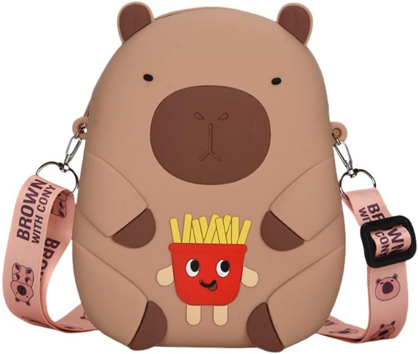 Small Item Bag Portable Cute Capybara Coin Purse Creative Mini Silicone Shoulder Bag Girls(S-Style 4)
