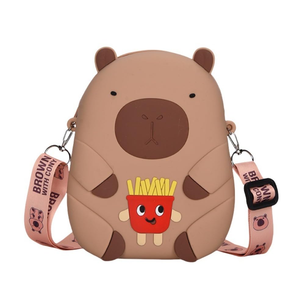 Small Item Bag Portable Cute Capybara Coin Purse Creative Mini Silicone Shoulder Bag Girls(S-Style 4)