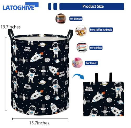 Image of Baby Laundry Hamper kids laundry Basket Waterproof Laundry Bag for Bedroom Clothes Organizer Room Decor(Astronaut)