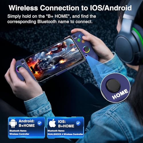 Nealgamefy Mobile Game Controller For Iphone/Android With Case Support,Upgrade Hall Effect Wireless Gaming Controller,Retractable Phone Controller With Rgb Support Ps Remote Play,Xbox Cloud,Call Of Duty,Roblox thumb #2