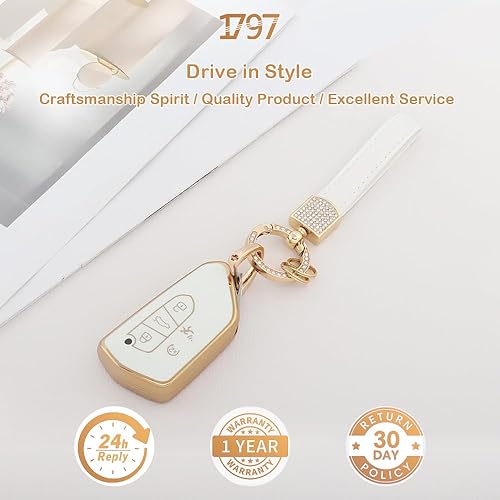 Miniatura 9 de 1797 Funda para llavero para VW Volkswagen ID.4 Golf GTI R Accesorios 2022 2023 Bling Car Key Chain Case Shell 5 Botones Oro Blanco TPU, Blanco,