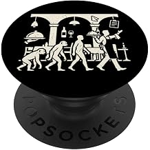 Waiter Evolution Restaurant Hospitality Humor Graphic PopSockets Adhesive PopGrip