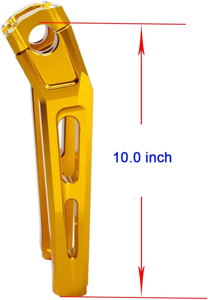 POWER JAMES Gold 10.0" Tall Handlebar Risers Kit with Gauge Module Mount Compatible with Harley Davidson Street Bob, Low Rider S, FXST, FXLRST, Softail, Dyna with 1.0" Clamping Area