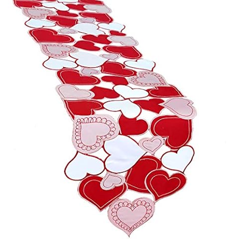 Simhomsen Embroidered Love Heart Table Runner for Valentine's Day, Mother's Day, Wedding Anniversary, Marriage Proposals, Engagements, Romantic Events or Parties (13.5 × 69 inch) Cover