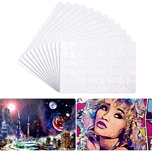 12 Sheets Blank Puzzle White DIY Custom Jigsaw Puzzle Sublimation Blank Puzzle (5.1 x 7.5 Inches)
