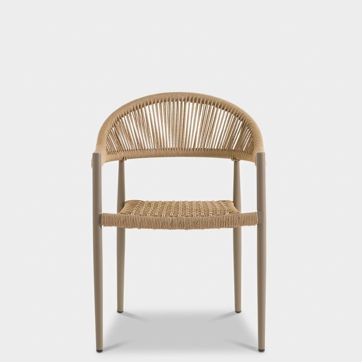 Armando Lot de 2 chaises de salle à manger rembourrées en tissu, pieds en métal, beige