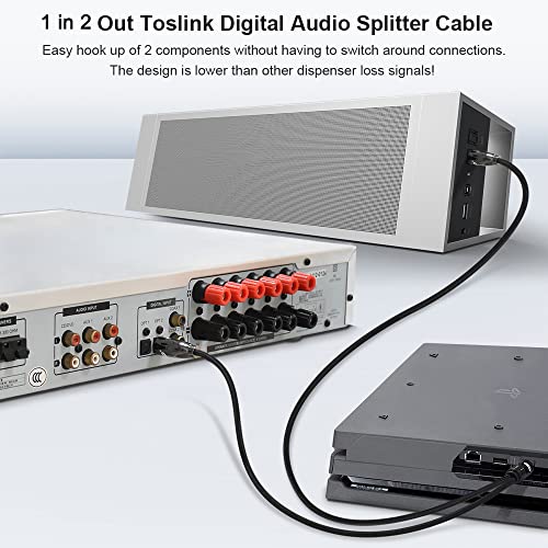 image for EMK Optical Splitter Cable 1 in 2 Out Toslink Splitter Digital Optical