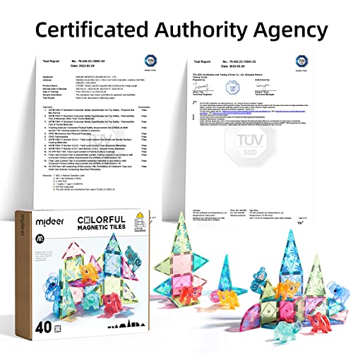 Mideer Magnetic Tiles, Jungle Animals 40 Piece Set, 3D Magnets Building Blocks For Toddlers Preschool Educational Stem Creativity/Construction Toys Gifts For Kids 3 4 5 6 7 8+ Year Old Boys Girls #TOP2