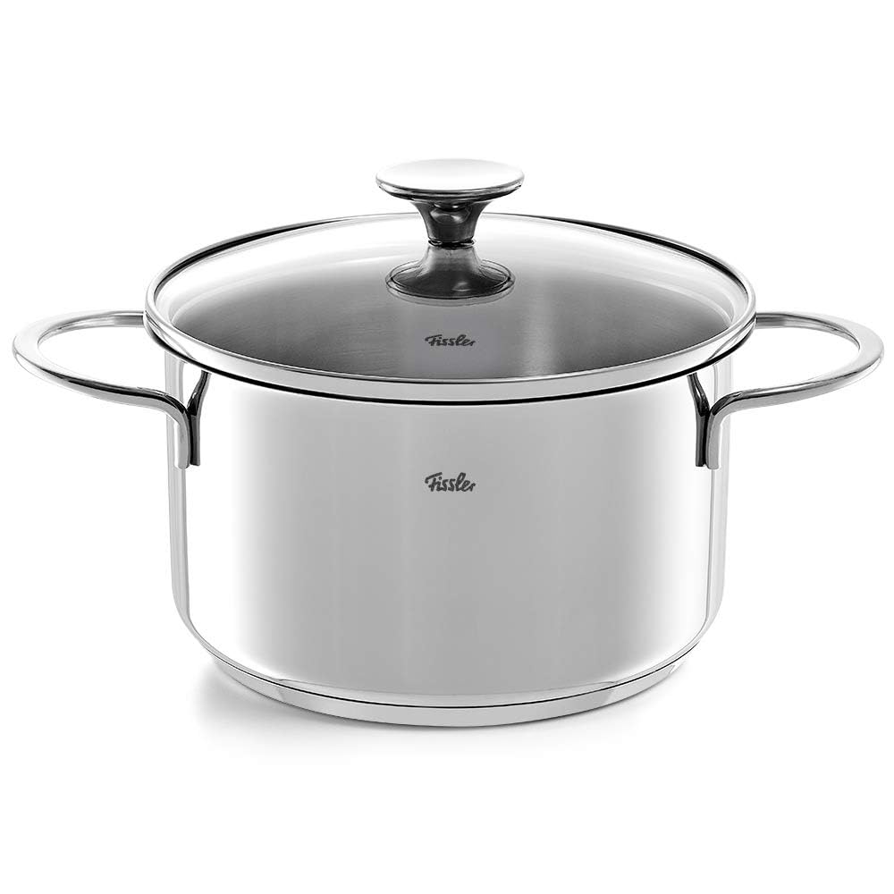 Fissler Copenhagen/Edelstahl-Topfset, 4-teilig, Kochtopf-Set, Töpfe mit Glas-Deckel, 3 Kochtöpfe, 1 Bratentopf - Induktion