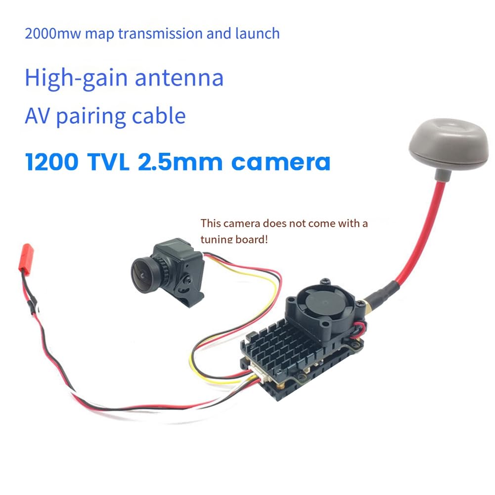Trasmettitore FPV VTX da 5,8 GHz 2 W + Camma CMOS 1200TVL + Antenna FPV 2000 MW 48CH Trasmettitore Audio Video per Drone FPV A Lungo Raggio