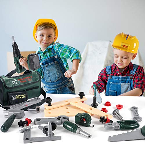 Toyssa Kids Tool Set 32 pcs Tools for Kids Construction Tools Set Kids Tool Kit for Toddlers Boys Age 3 4 5 6 7 Years Old with Crossbody Bag