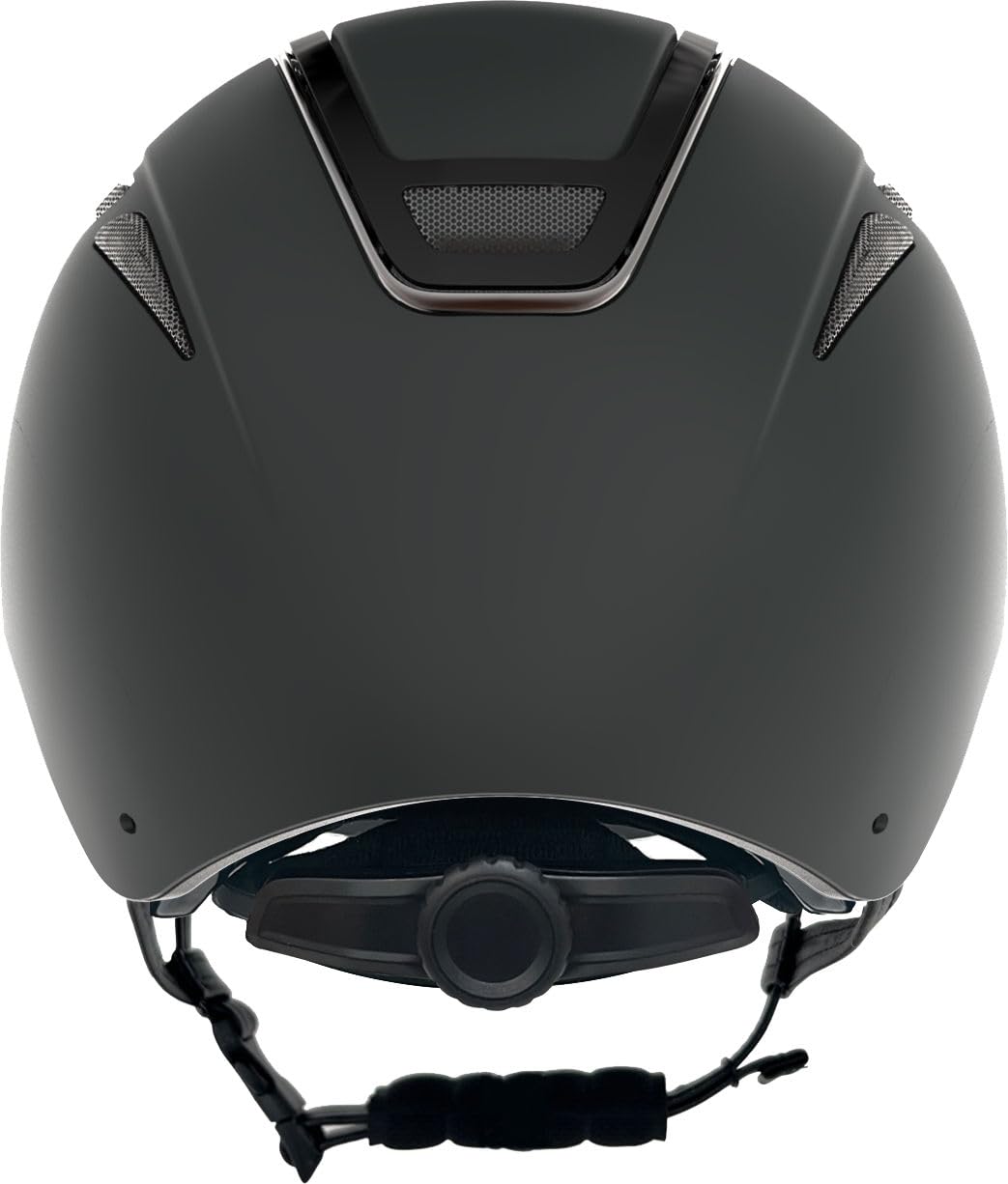 Covalliero Casco de equitación Elite, para mujer, ventilación óptima, correa de piel sintética, forro interior extraíble, carcasa dura ABS, negro, L/59-61 cm