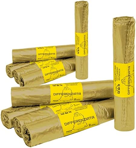 Secostore Buste Per Rifiuti Organici 70x110 Cm – 100 Sacchi Compostabili, Spessore 18 Micron, 38 Litri, Confezione Da 10 Rotoli