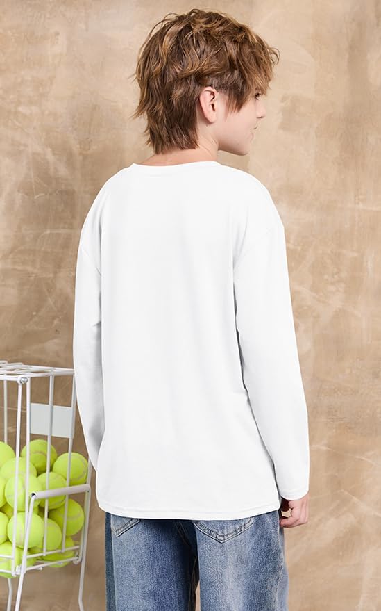 ZDC Kids Boys Long Sleeve T Shirts Crewneck Tops Fashion Basic Tee Clothes 5-14 Years - Image 3