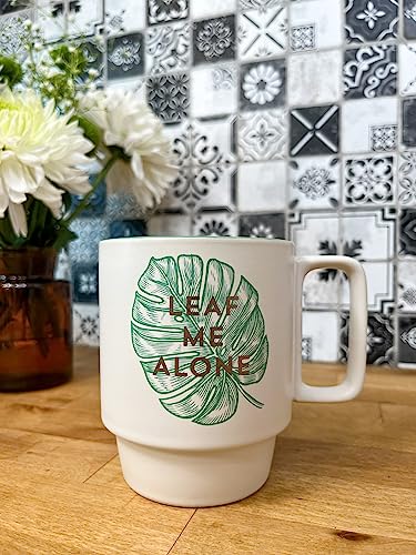 Taza cerámica apilable vintage 12 oz con asa verde miniatura 2
