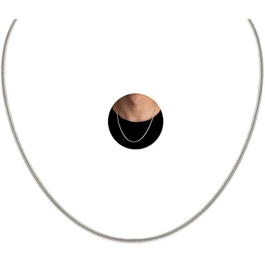 Classic Silver Stainless Steel Snake Necklace 2mm
