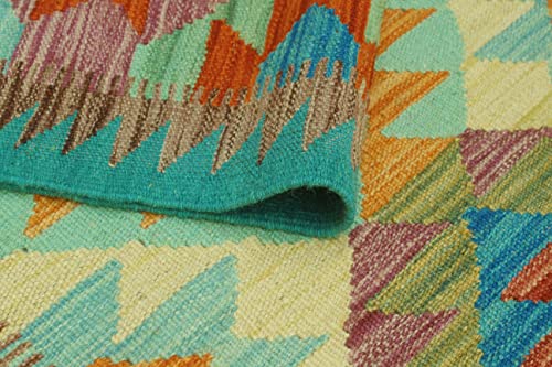 Noori Rug - Premium & Luxury Imported - Handmade Sangat Flatweave Perizat Runner - Blue - Red, 2'1" X 6'7" - Entryway - Kitchen - Bedroom #TOP3