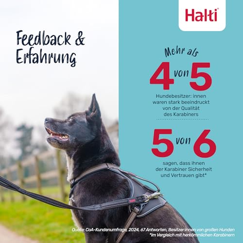Halti BRIG Sicherheitsleine - Farbcodierte Hundeleine mit Ultrastarker Karabiner, Reflektierend, Gepolsterter Griff & D-Ring. Designt für Große Hunde (Schwarz, 1,5m Lang)