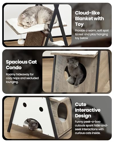 Feliskyn Modern Wood Cat Tree Tower for Indoor Cats Large Adult 67-in Tall — view 5