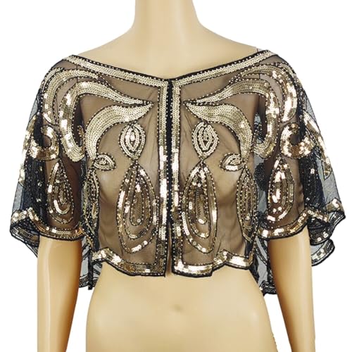 Katutude Sparkling Sequin Beaded Flapper Evening Shawls Women's 1920s Sequin Shawl Wrap Wedding Party Bridal Cover Up3