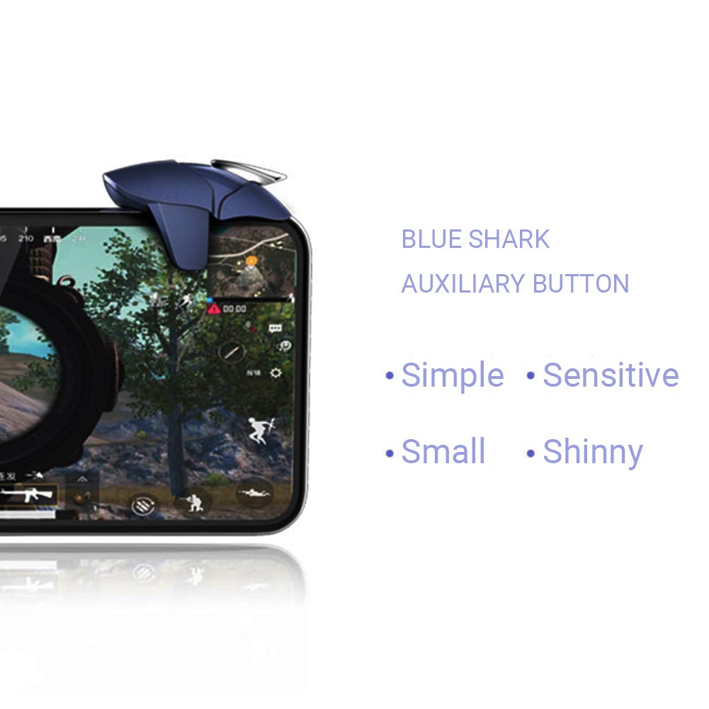 Trigger Mobile Controller Joystick Smartphone Mobile Controller L1 R1 Gamepad Cellulari Mobili Game L1 R1 per PUBG COD Compatibile con Telefono Cellulare iPhone iOS Android, Squalo blu