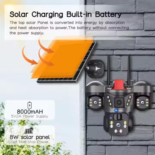 Image of Maizic Smarthome Trion Solar 4G SIM CCTV Camera 5MP*3 (Triple Lens) Outdoor Security Camera | 3 Screen View, Color Night Vision, Two-Way Audio, AI Human Motion Detection