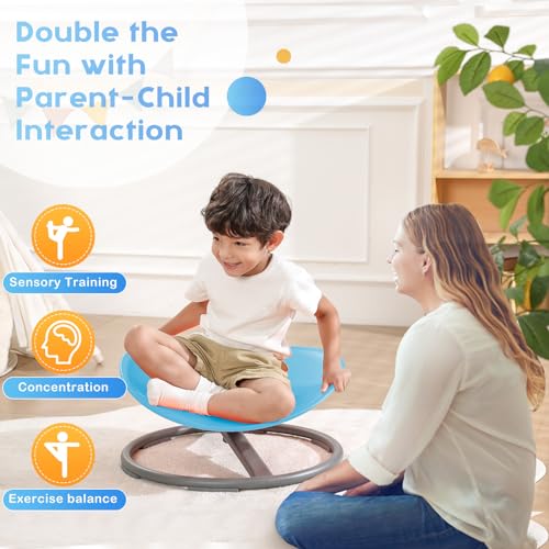 Image of BABAMU Spinning Chair for Autistic Kids, Sensory Swivel Chair, 220LBS Weight Capacity, Autism Sensory Products, Autism Toys, Sensory Toy (Blue, Egg)