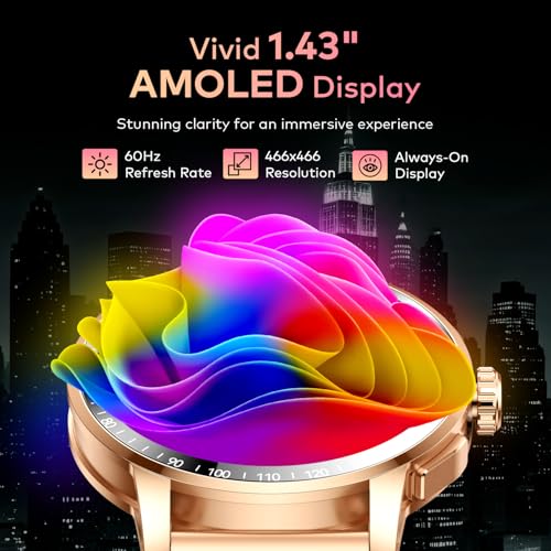 Image of itel Unicorn Max Smartwatch with 1.43 inch AMOLED Display, 1000 Nits Brightness, AI Voice Assistant, Bluetooth V5.3, IP68 Waterproof, 200+ Watch Faces, 100+ Sports Modes (Copper Gold)