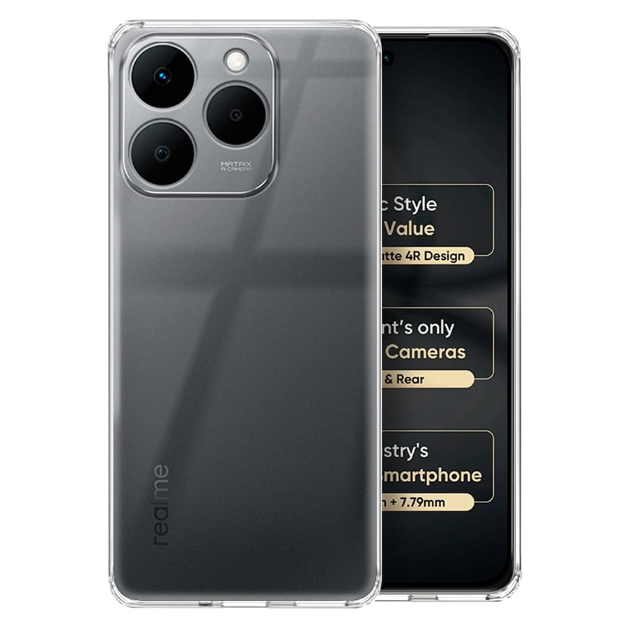 Image of Fashionury Crystal Clear Case for Realme Narzo 90 5G / Realme 15T 5G | Yellowing Resistance | Transparent TPU Silicone | Raised Camera Lips | Slim Transparent Cover