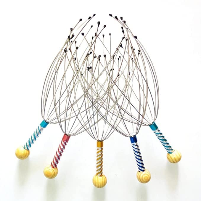 Image of Adimac Manual Scalp Massager (Pack of 5) - Handheld Head Massager for Stress Relief, Hair Growth, and Relaxation