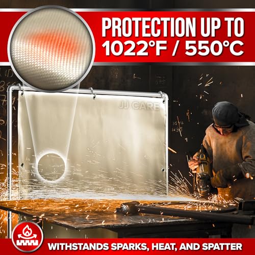 Image of Welding Blanket - 4ft x 6ft, 850GSM Fiberglass Welding Blanket for Smokers with Brass Grommets, Heavy Duty Fireproof Welders Mat for Industrial, Smoker, Grill and Camping